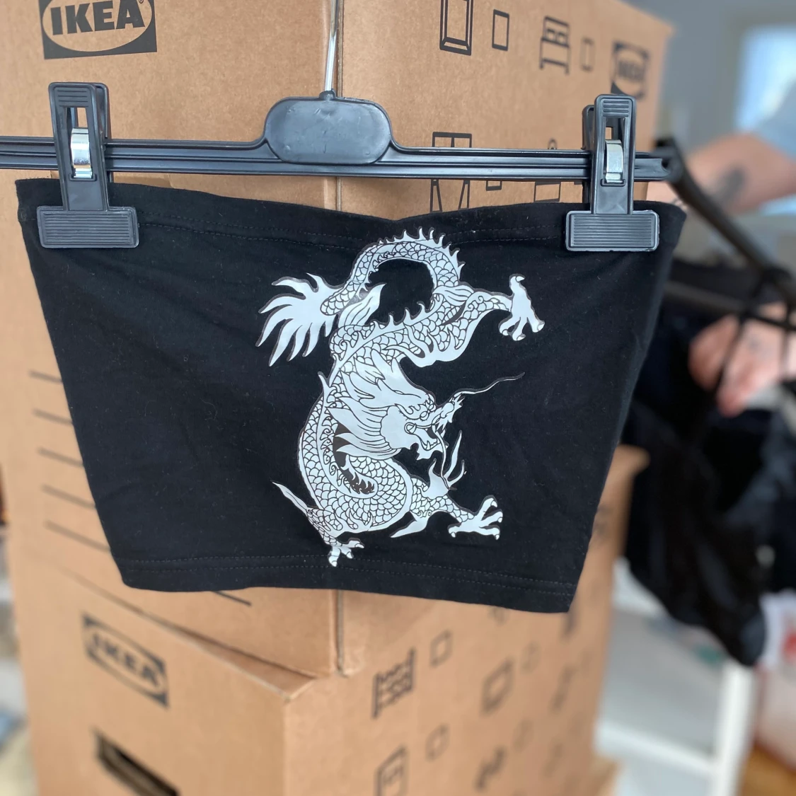 Svart tubtopp i S med tryck - 90