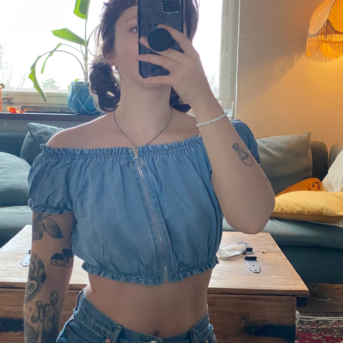 Blå topp med dragkedja