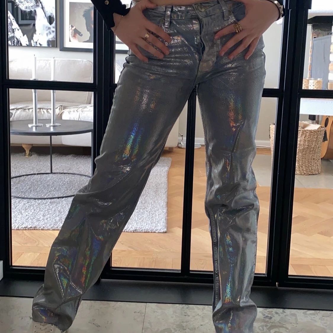 Regnbågsskimrande jeans Zara