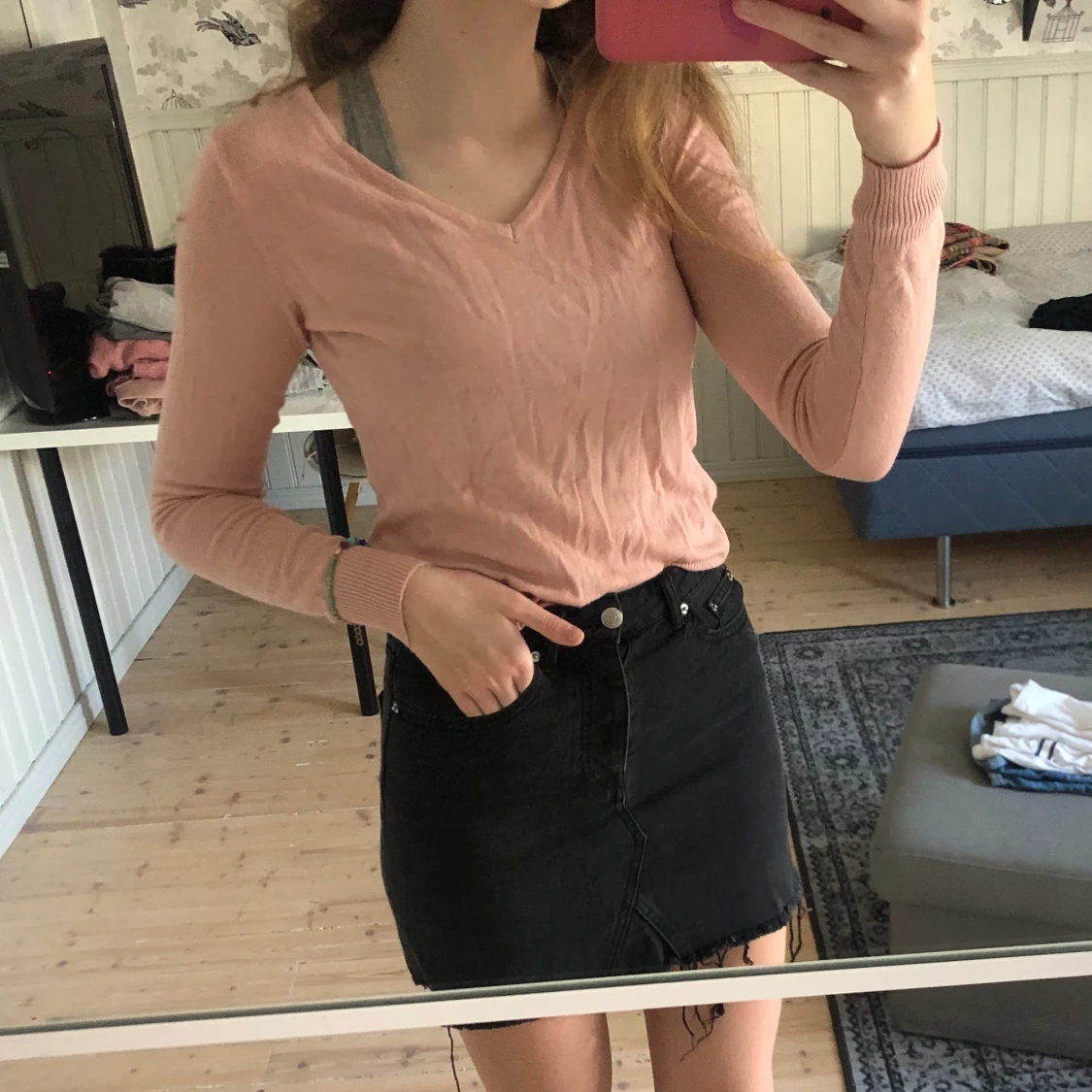 Rosa v-ringad tröja! - 91