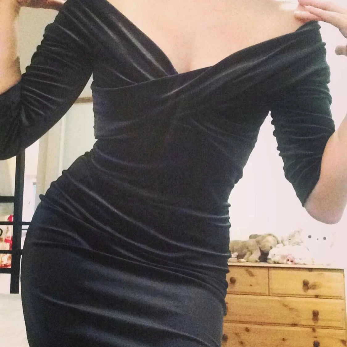 Klänning grön sammet, Zara, Strl XS