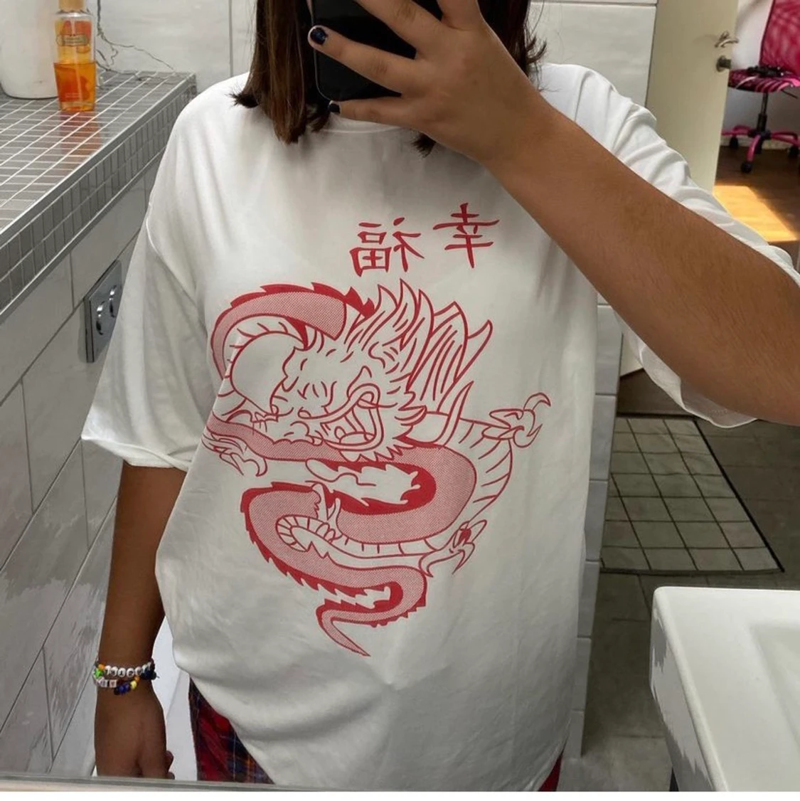 Vit oversized t-shirt med tryck 