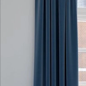 Blåa sammets-gardiner - Endast ett par månader gamla, köpta på Jysk för 449kr st, säljer båda för 300kr, bredd 140cm o höjd 300cm, frakt tillkommer