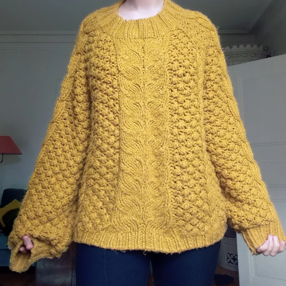 Saffransgul chunky sweater från Wera. FRI FRAKT!