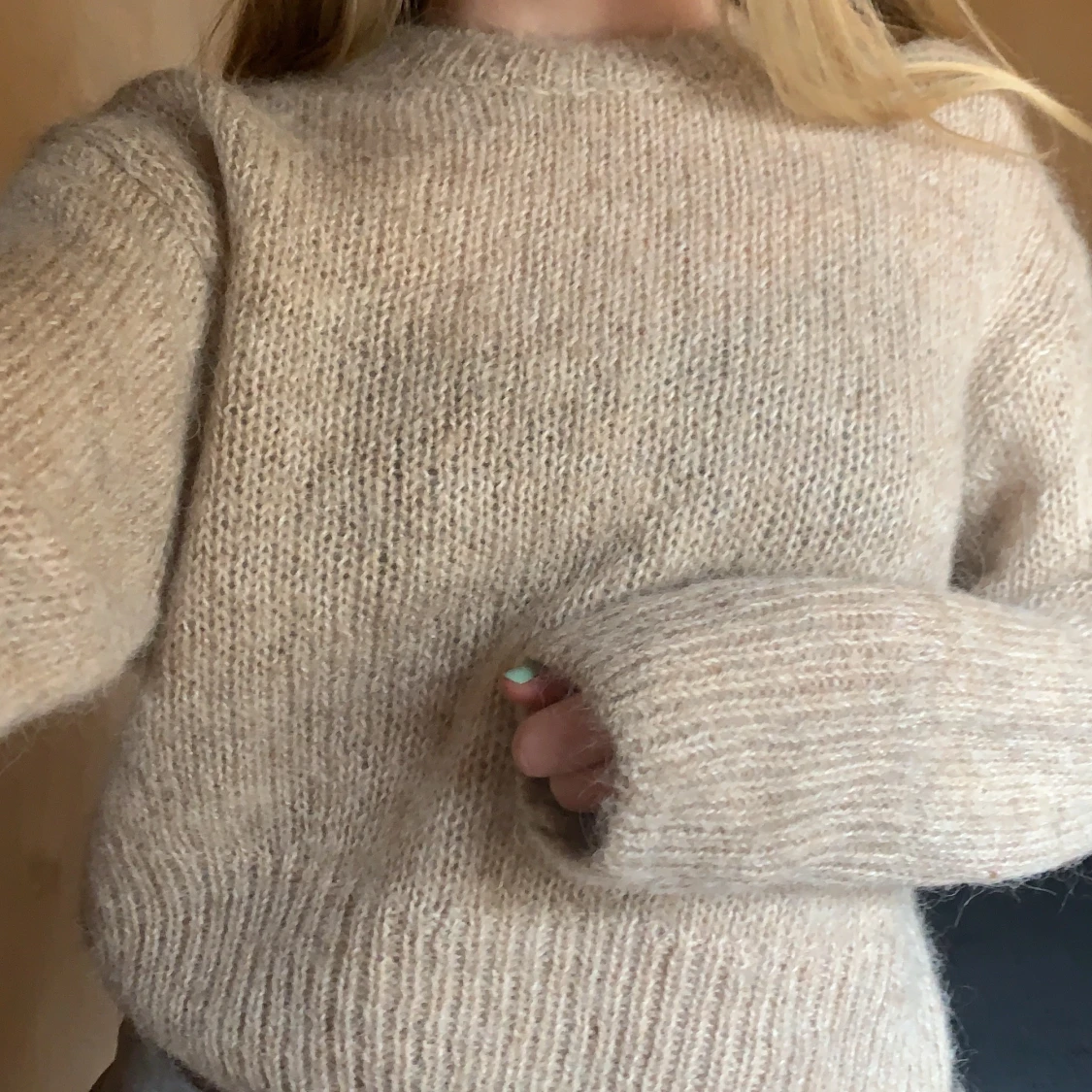 Beige stickad tröja wool/alpaca