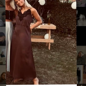 Satinklänning - Klänning i satin med spetsdetalj upptill. Superfin och sval, säljer pga knappt använd.