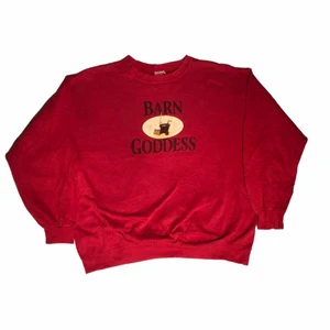 Barn godess - Vintage Sweatshirt  - En fin röd sweatshirt med ett lite 80-tal tryck som är perfekt för en baggy outfit. Trycket är av hög kvalite och det är också tyget! Köpt på en secondhandbutik i USA. Om du har några frågor gällande plagget eller priset kontakta oss!