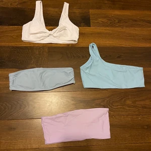 BIKINI! - Säljer massa bikinis alla är i storlek S. Alla underdelar är oanvända!! Köparen står för frakt🤎🤎🤎 kontakta vid pris🥺 Den vita underdelen och blå axeltoppen är såld!!!!