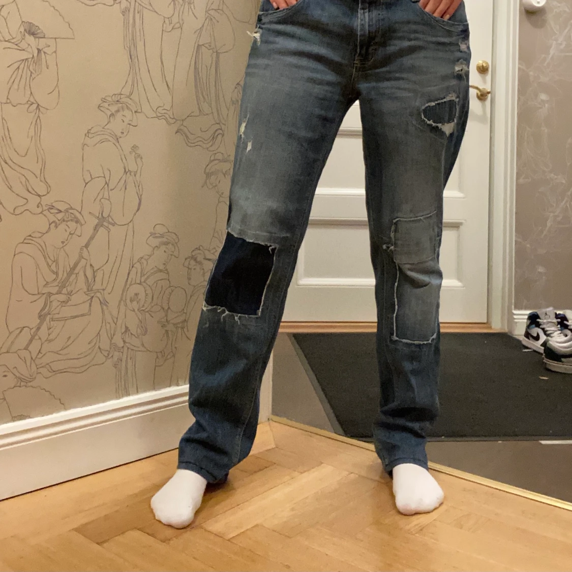 Jeans med lapp - 90