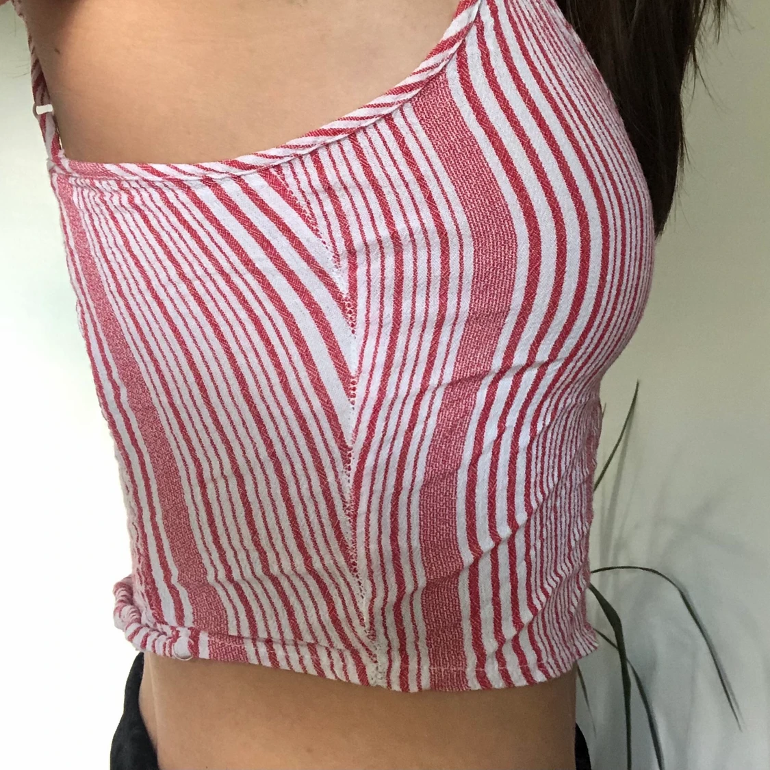 Randig croptop med knappar - 90