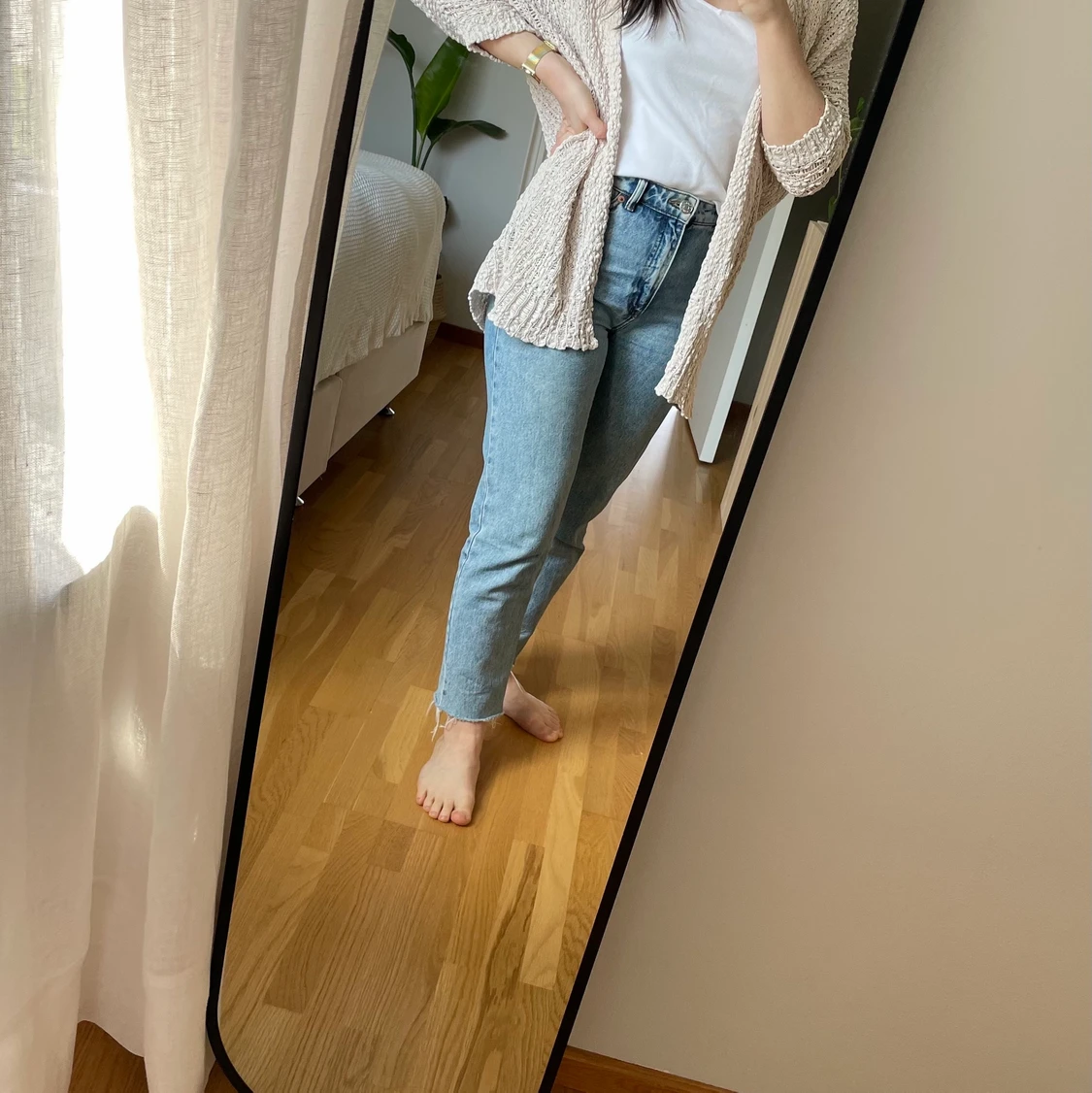 Beige stickad kofta/tröja