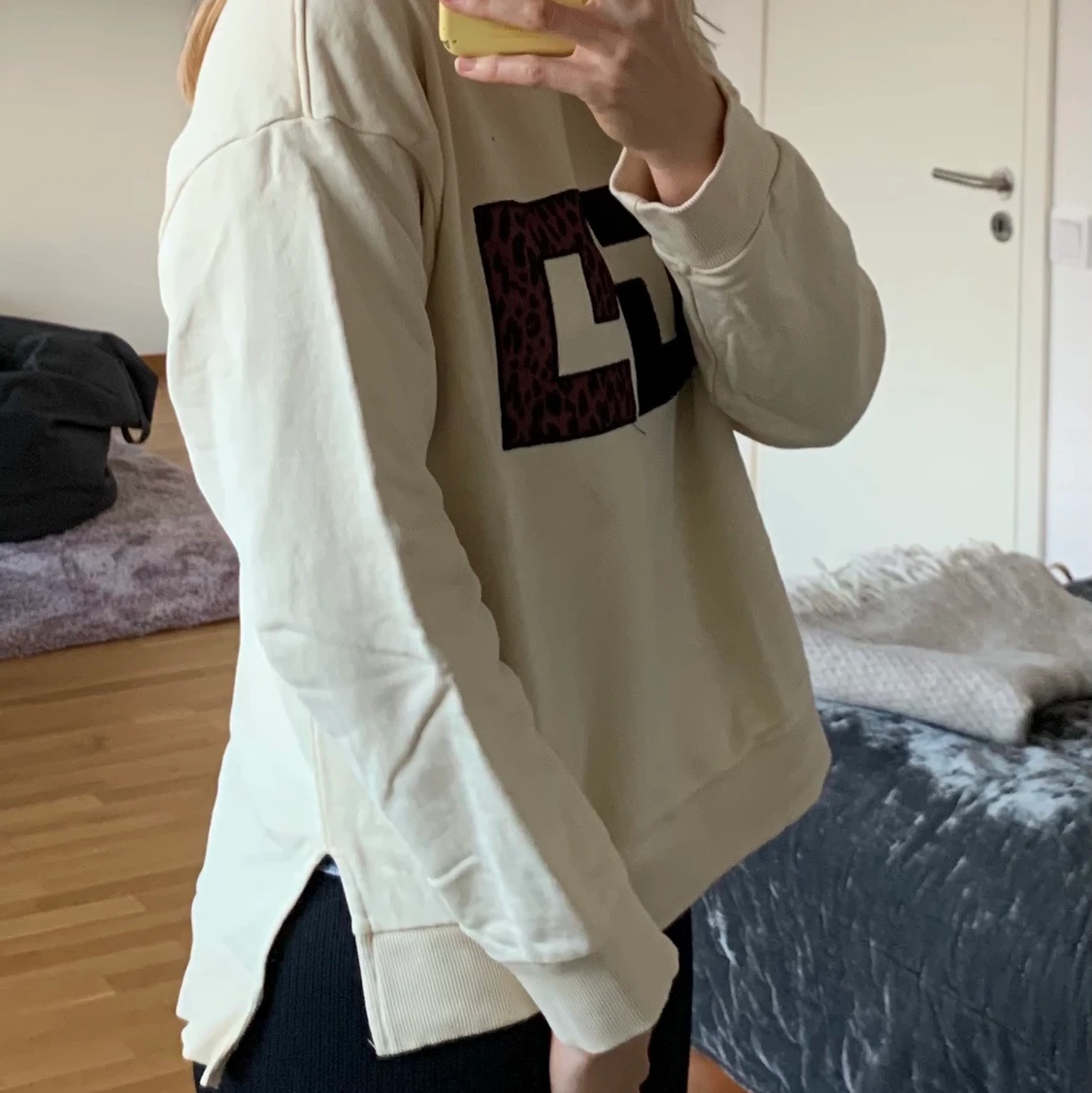 Beige Sweatshirt med tryck