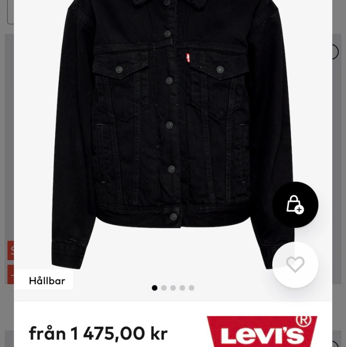 Svart jeans jacka med foder - 90