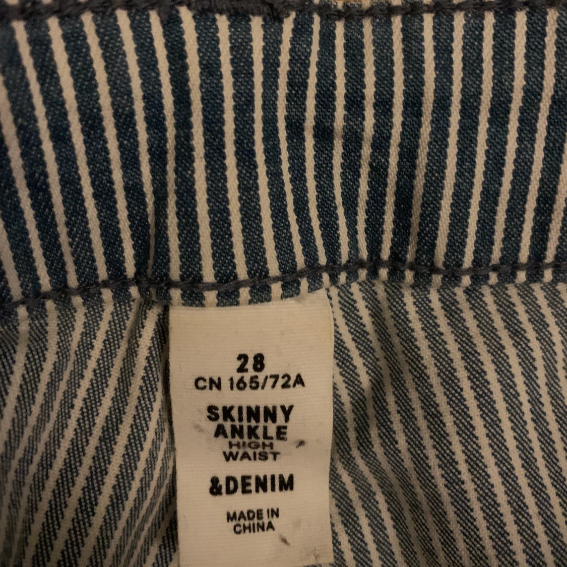 Blå vit randig byxor - 91