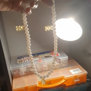 Gummy bear necklace  - Handmade necklace with pink and yellow/beige gummy bear and white pearls