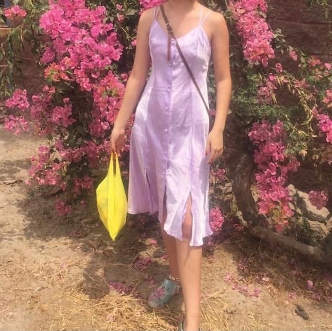 Lila sidenklänning  - 90