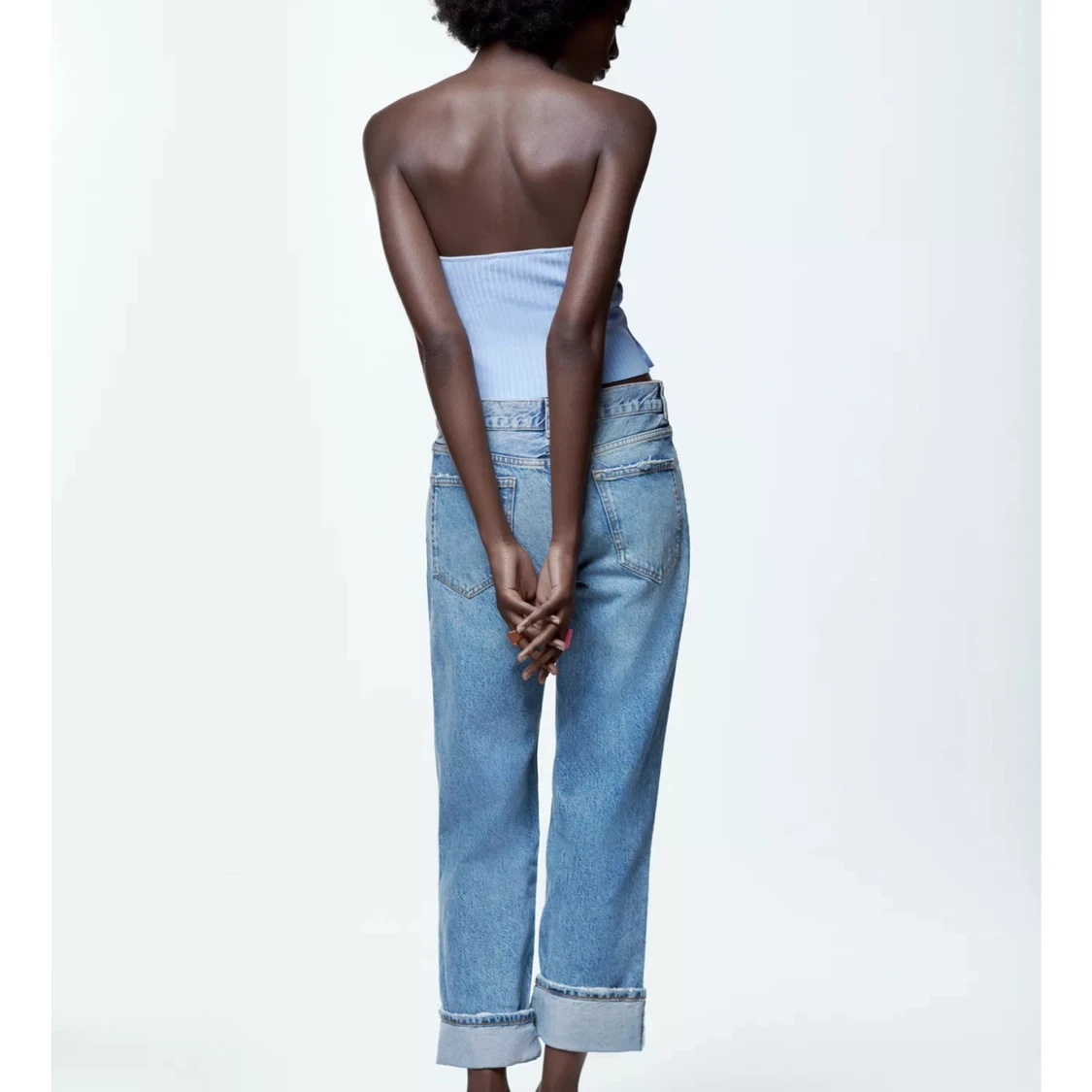 Ljusblå ribbad tubtopp - 4