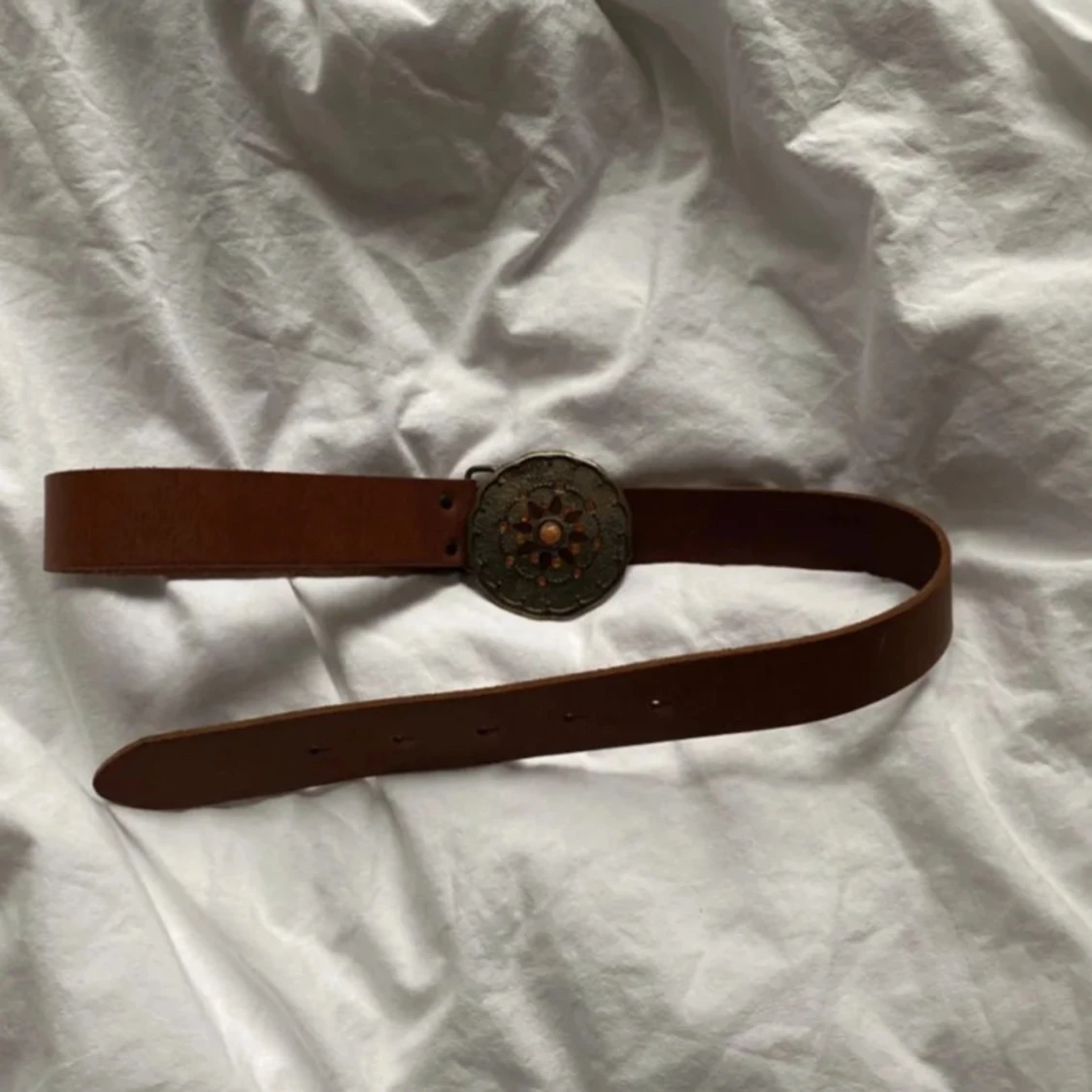 Vintage skärp/bälte med stort spänne - 3