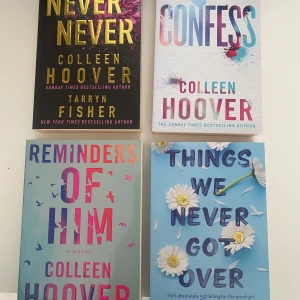 Never Never, Confess, Reminders of Him, Things We Never Got Over - Fyra populära romaner av Colleen Hoover och Tarryn Fisher. Perfekta för dig som gillar starka känslor, spänning och gripande berättelser. Omslagen är färgstarka och moderna – en bokupplevelse som passar unga vuxna och ungdomar.