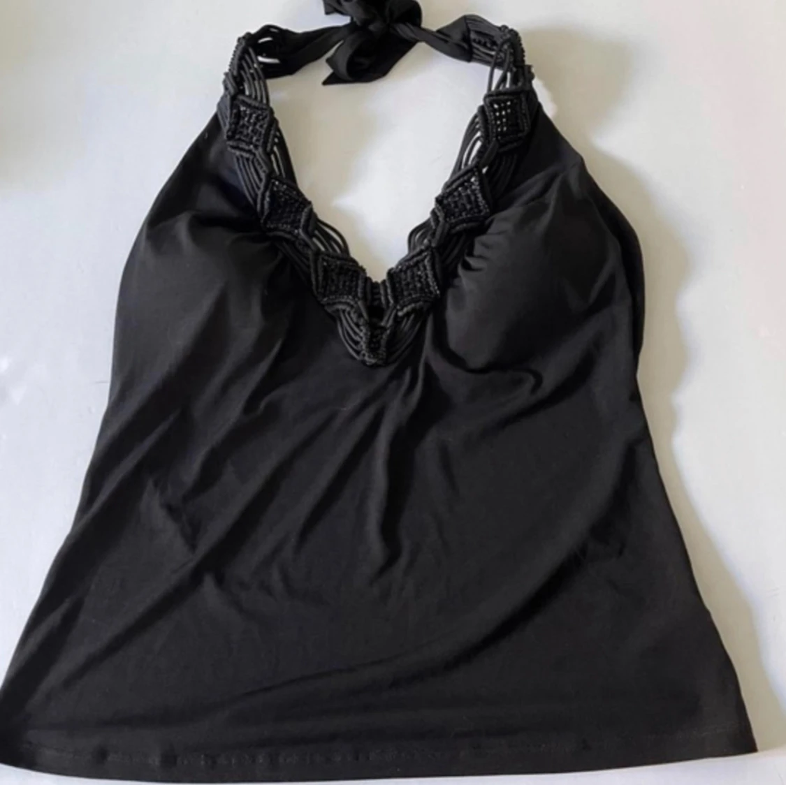 Svart halterneck linne vintage