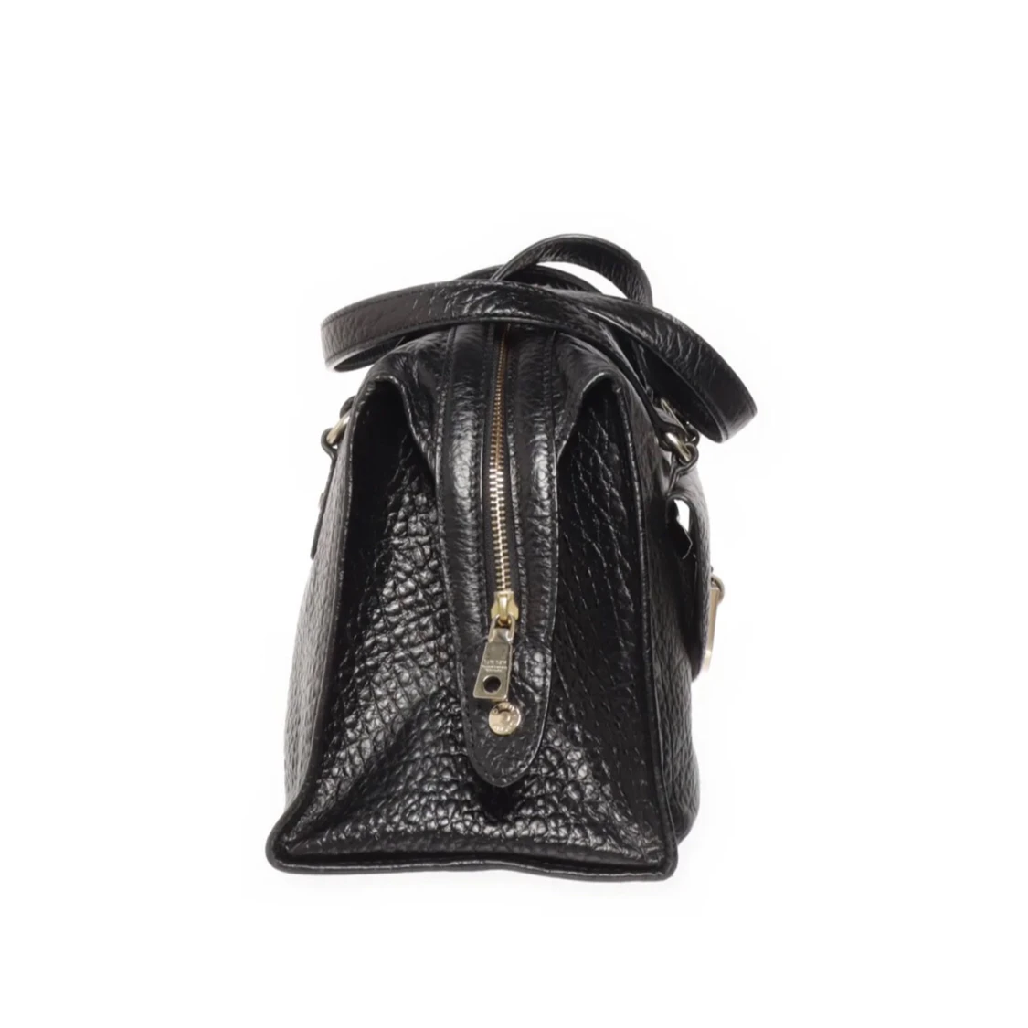 Svart handväska i skinn med silverdetaljer - 1