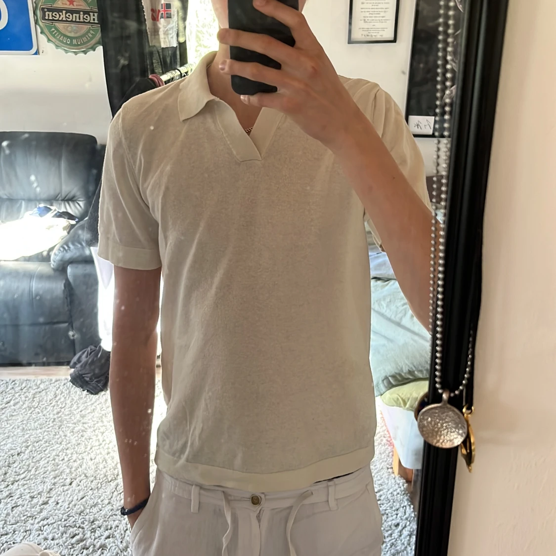 Vit pikétröja från H&M