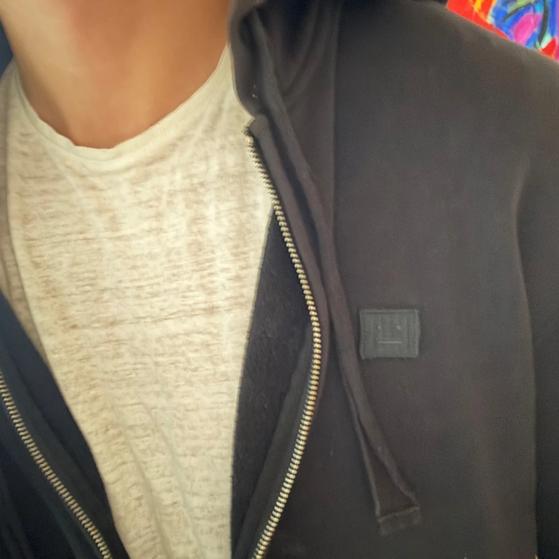 Svart Acne zip hoodie  - 1