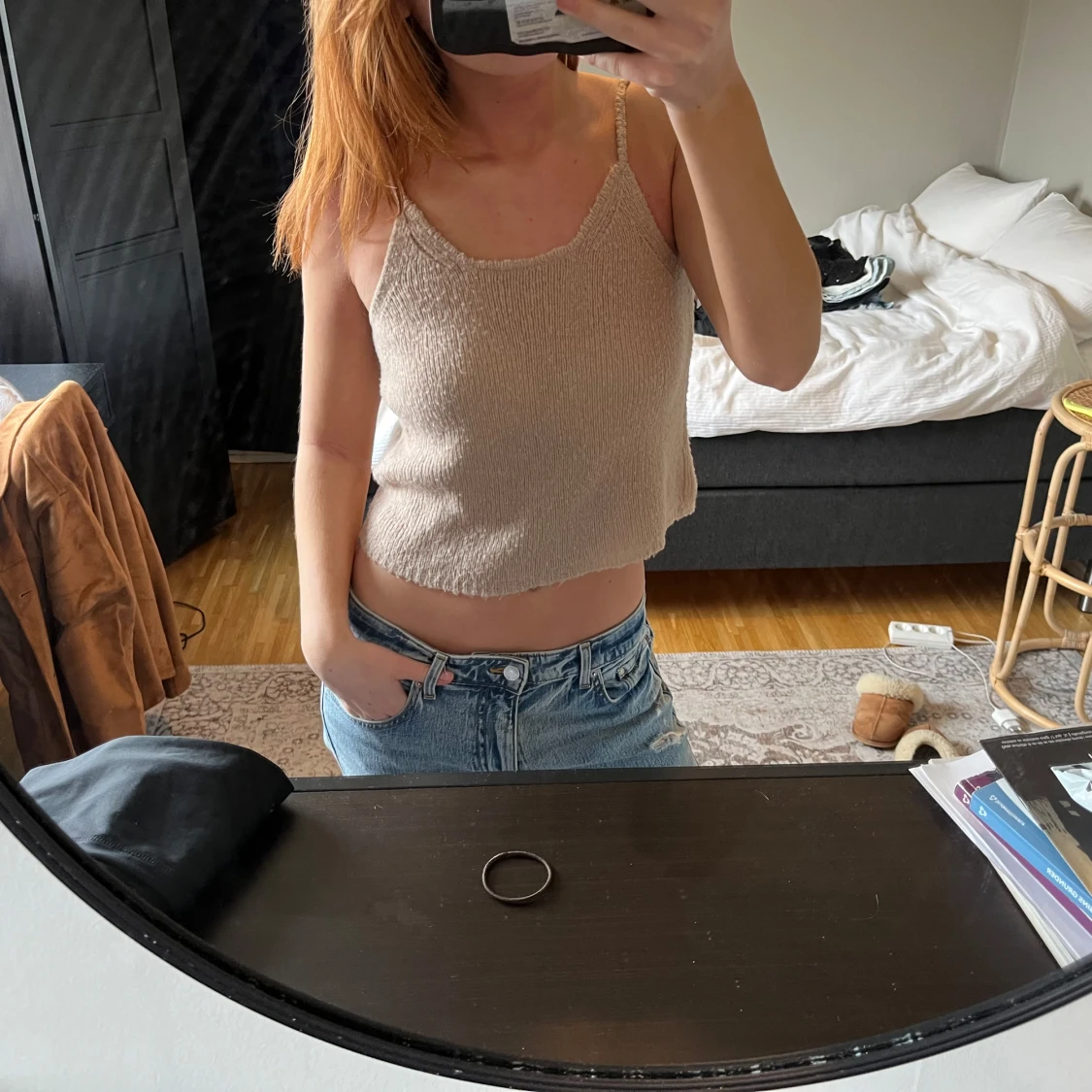 Beige stickad linnetopp från Zara - 1