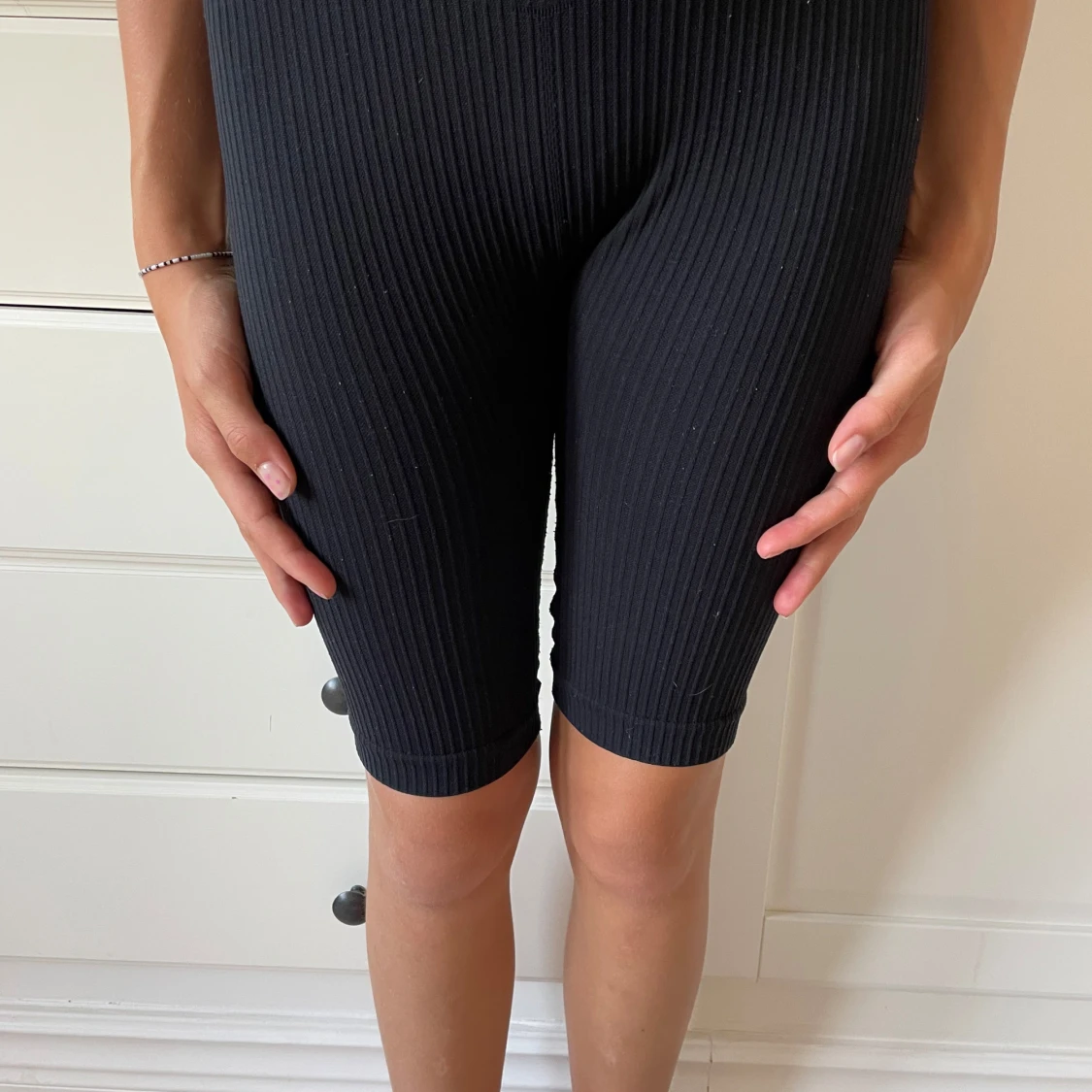 Svarta ribbade biker shorts XXS