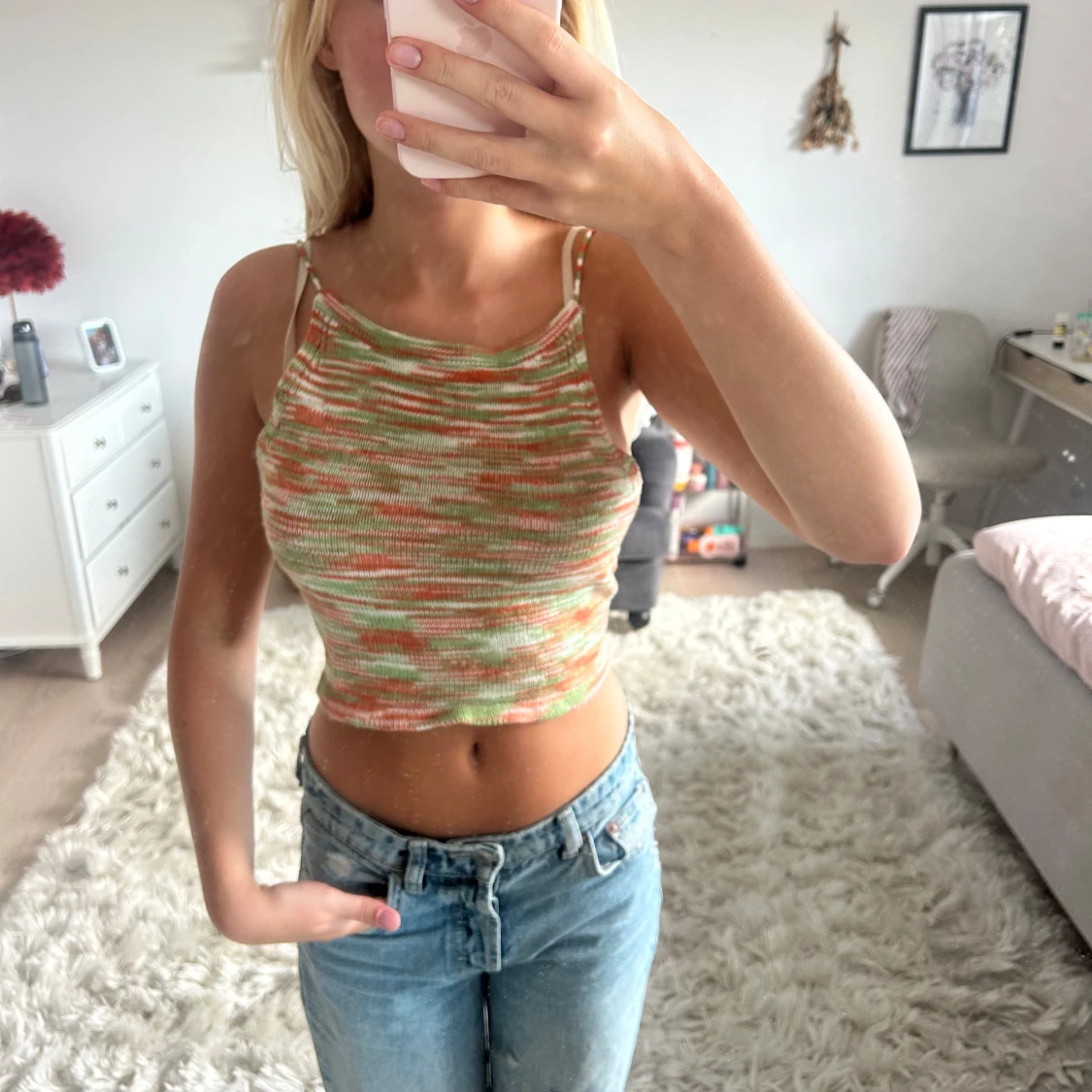 Backless färgglatt stickat linne