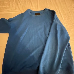 Blå sweatshirt från 157 XS/S - Blå sweatshirt från 157 i storlek XS/S. Tröjan har en klassisk rund hals, ribbade muddar vid ärmslut och nederkant samt lång ärm. Enkel och stilren design utan mönster, perfekt för chill dagar. Materialet känns mjukt och skönt mot huden.