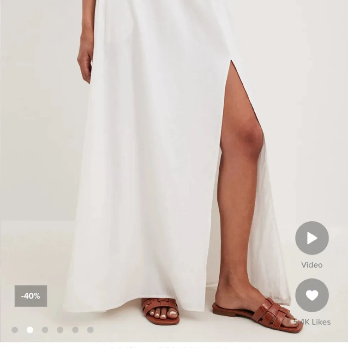 Vit maxikjol med slits - 3