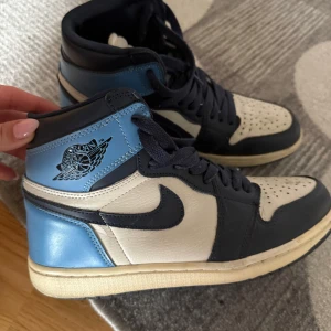 Nike Air Jordan 1 - Äkta high obsidian blue jordans. Köpta för några år sen men har stått i gaderoben länge. Strl 41. Creaseskydd ingår