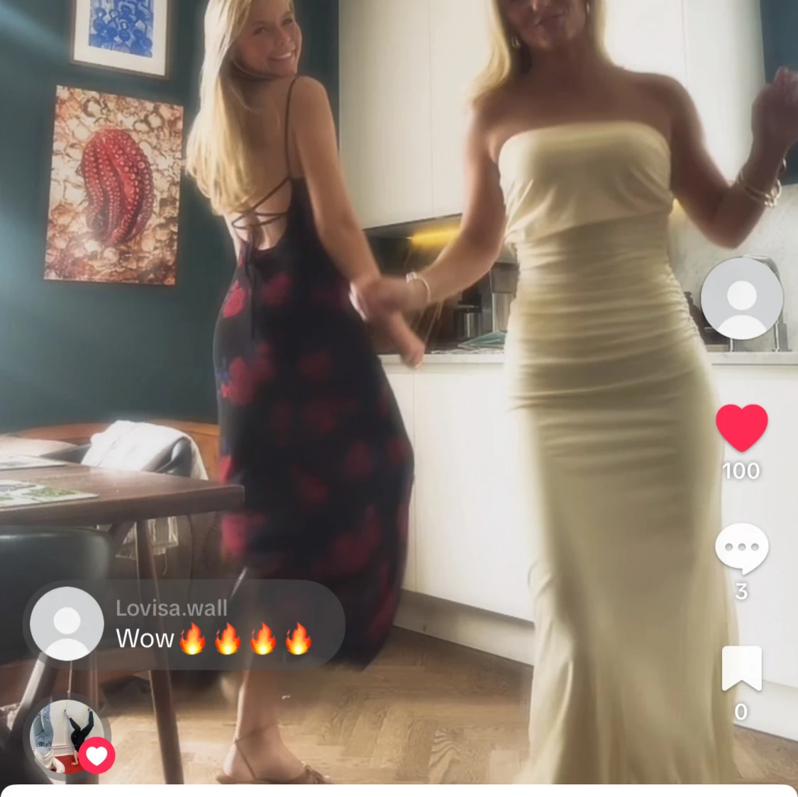 Champagnefärgad långklänning med oneshoulder - 2