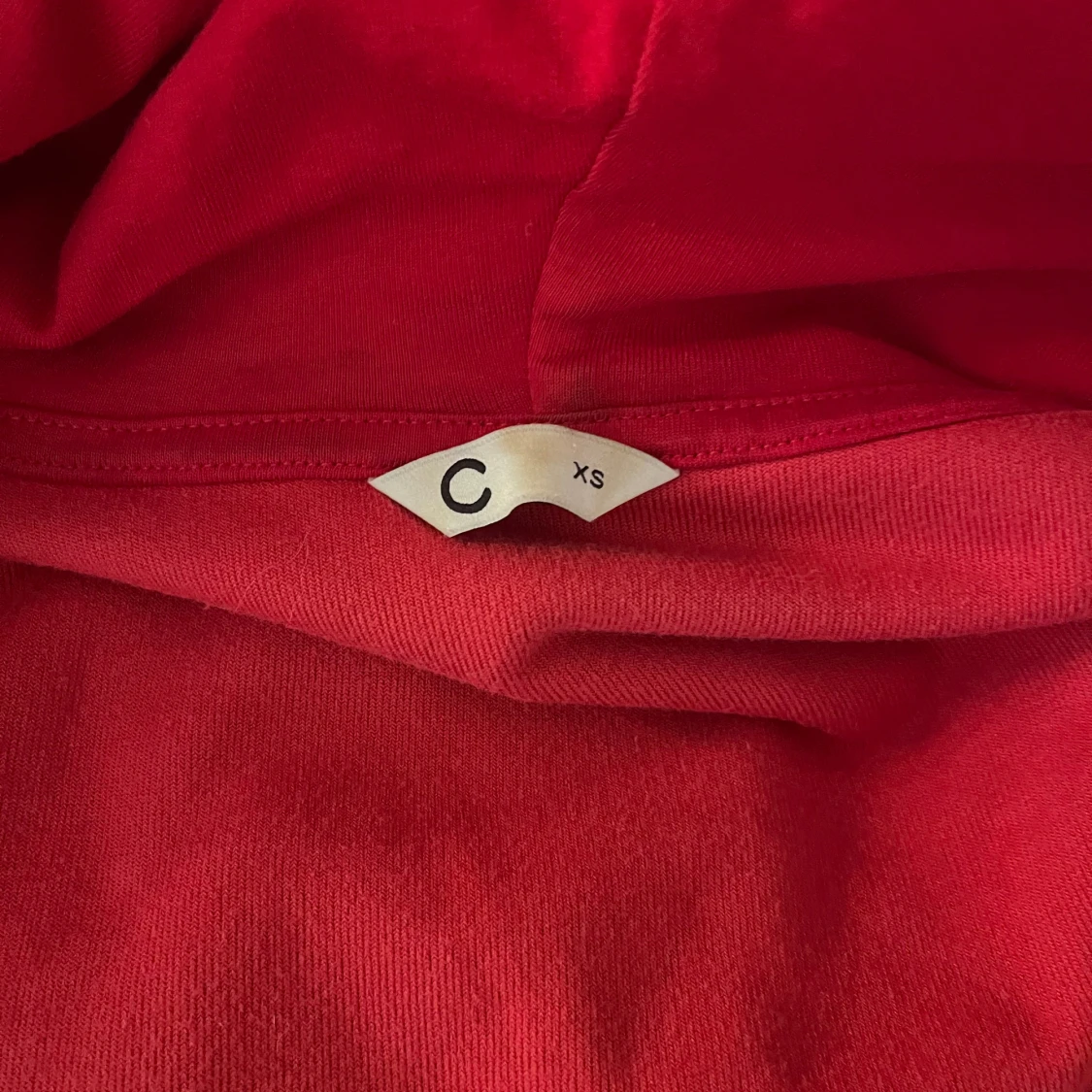 Röd velour hoodiejacka XS - 2
