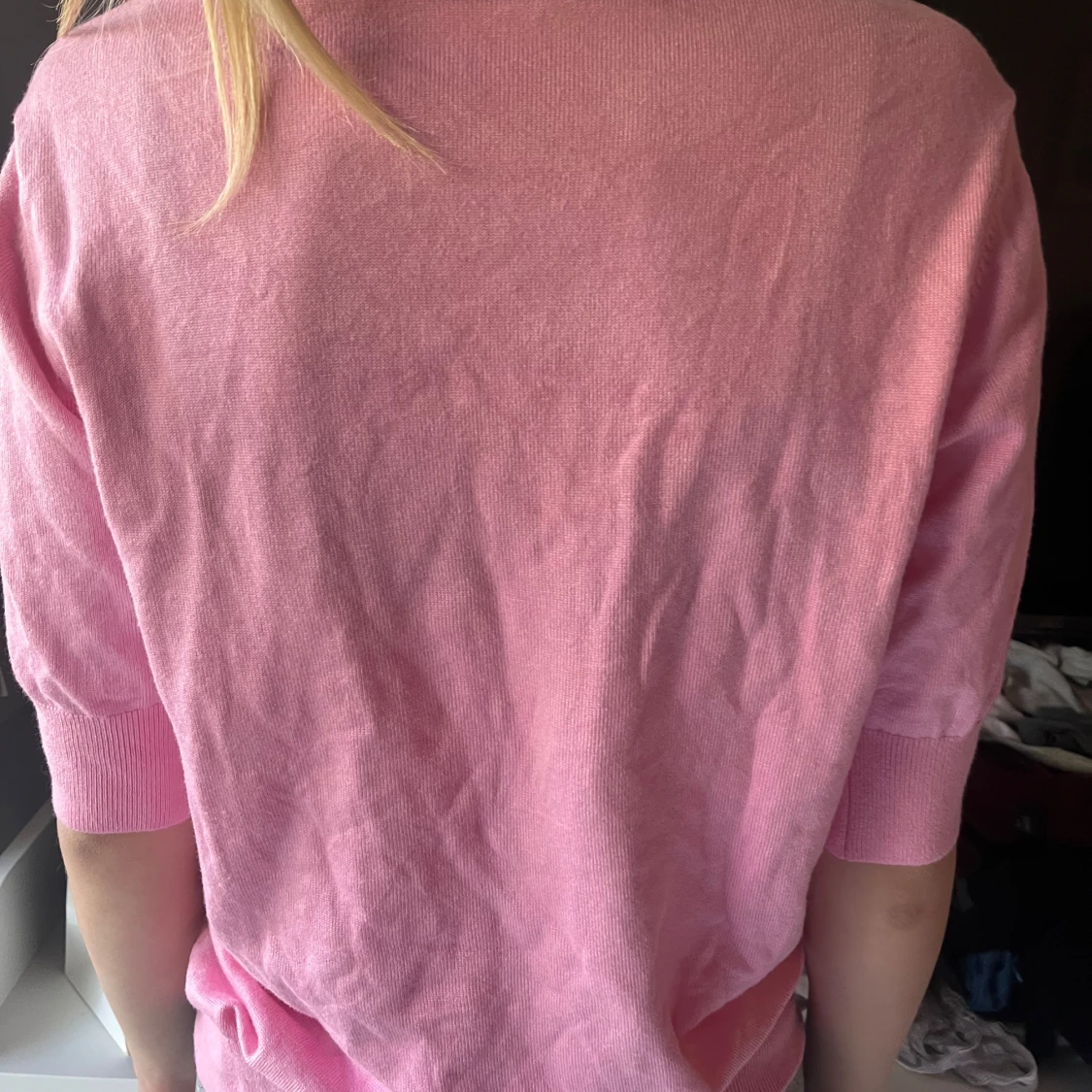 Rosa stickad tröja med trekvartsärm - 3