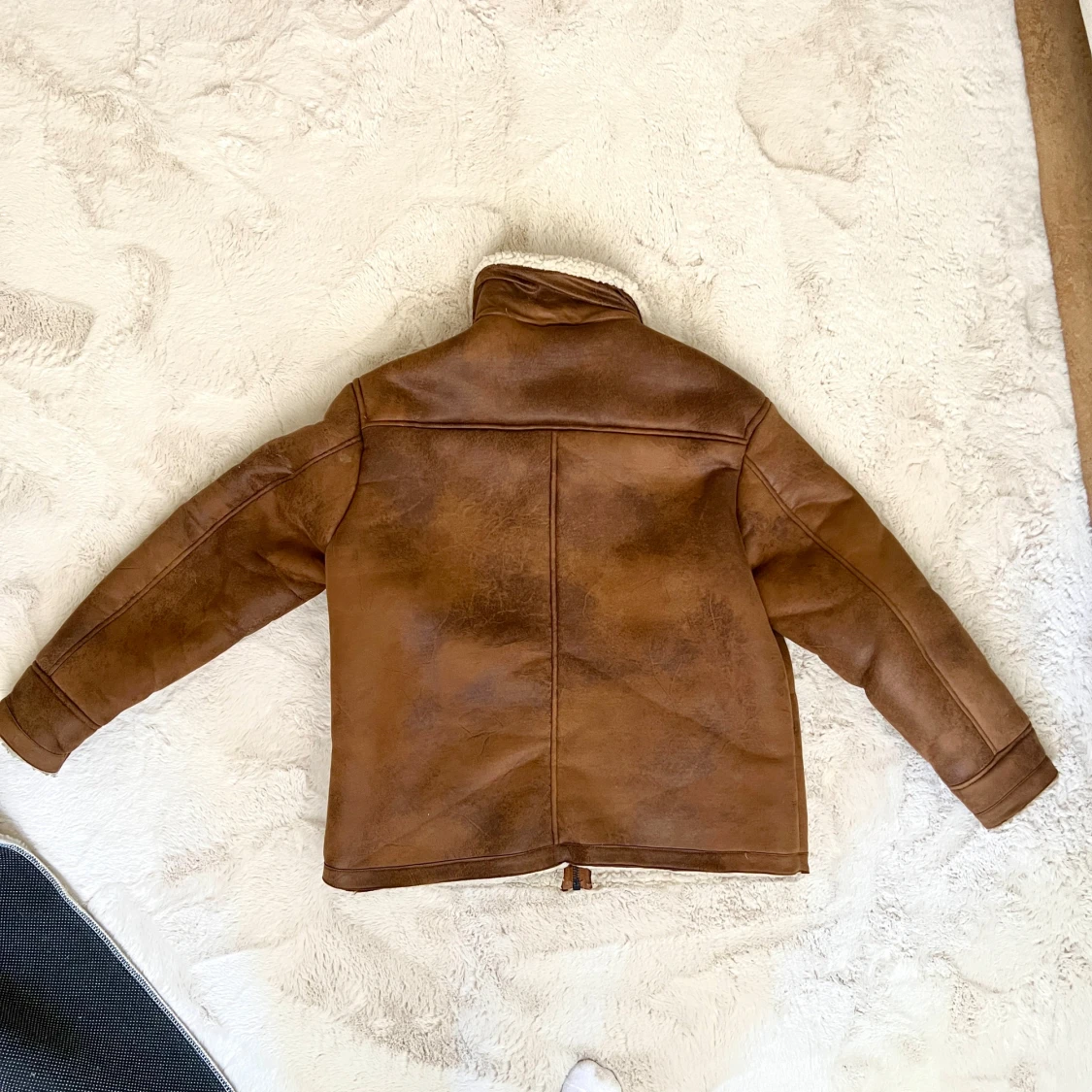 Brun syntetiskkinnjacka med foder - 1