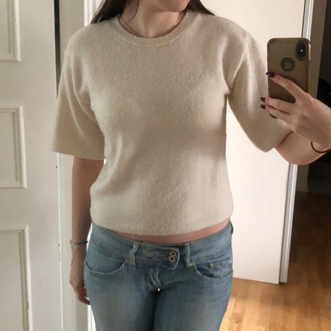 Beige stickad tröja - 1