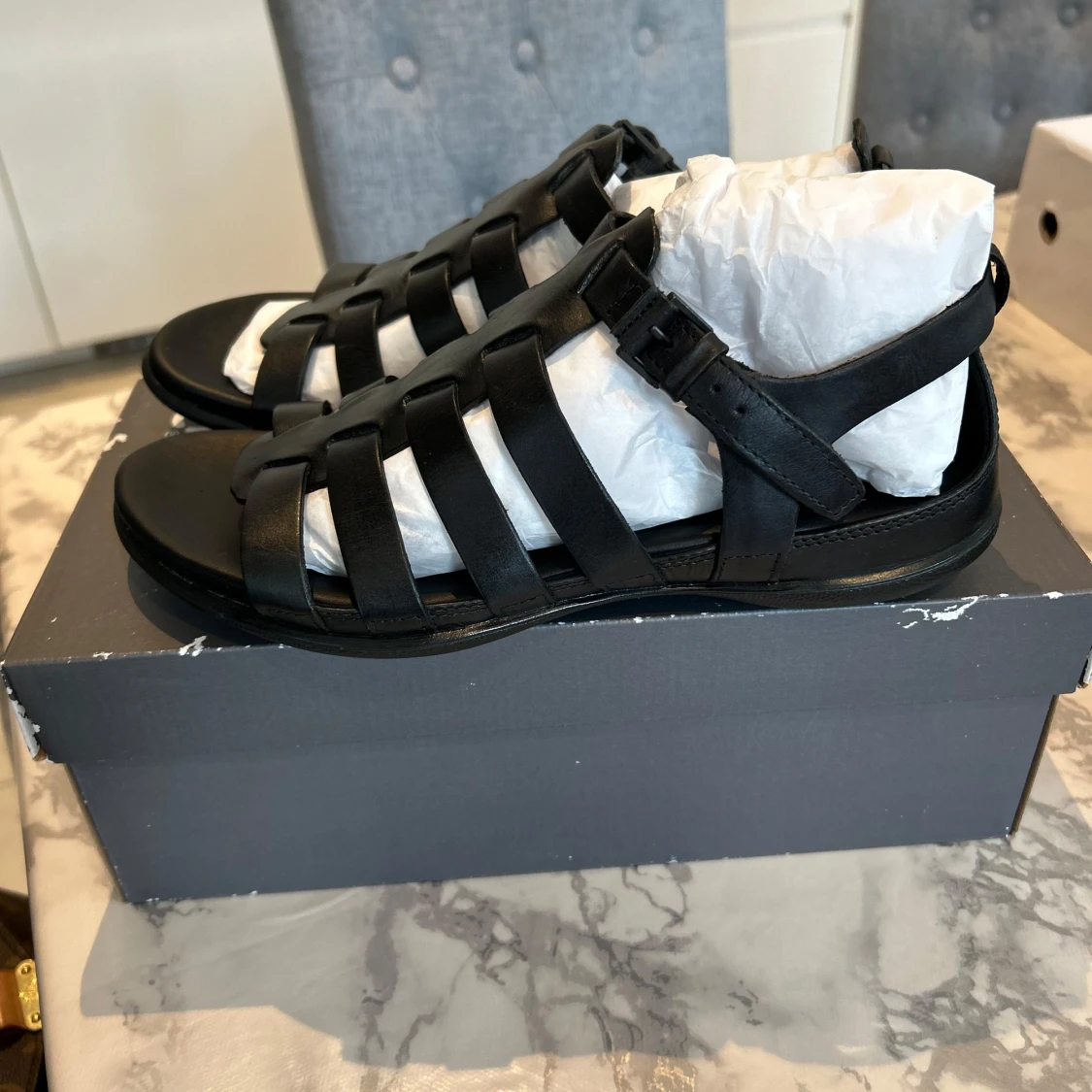  Svarta äkta skinn sandaler från ECCO - 2