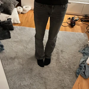 Grå bootcut jeans - Säljer ett par grå jeans med bootcut-modell. Jeansen har klassisk femficksdesign och normal passform. 
