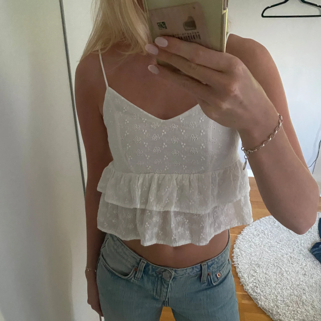 Vit volang linnetopp från SHEIN XS