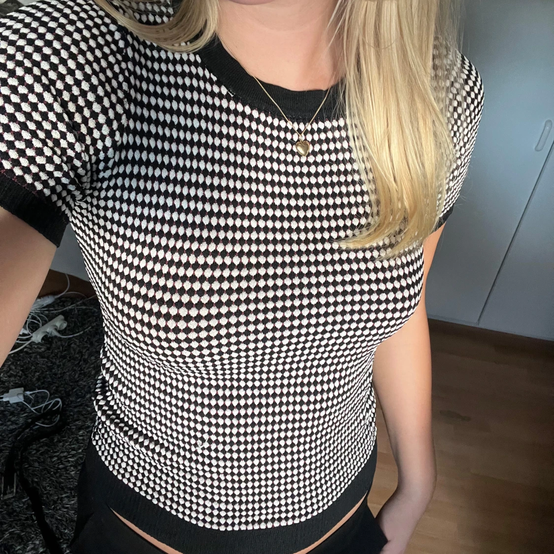 Svartvit mönstrad stickad topp Zara - 1