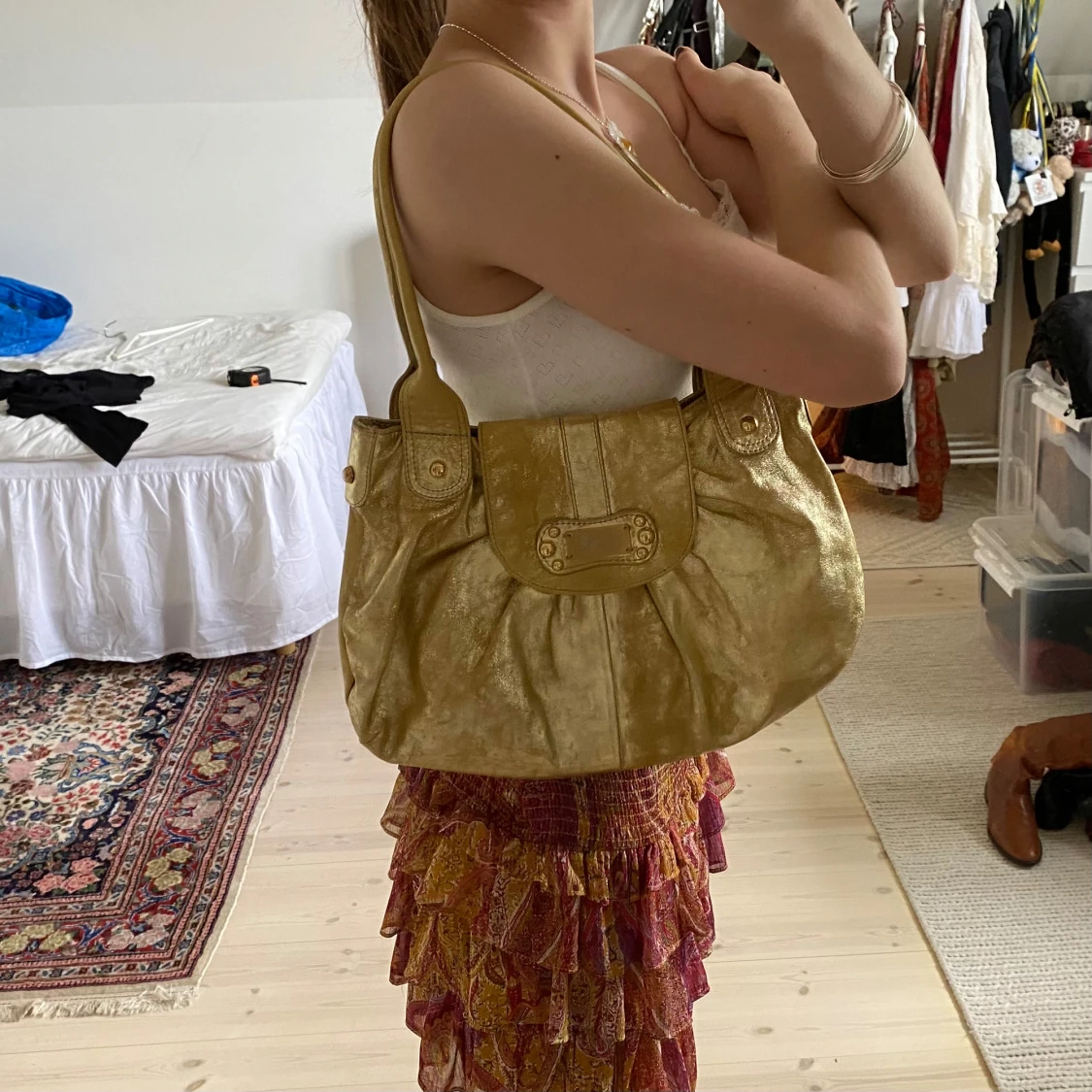 Vintage väska äkta läder skinn  - 2