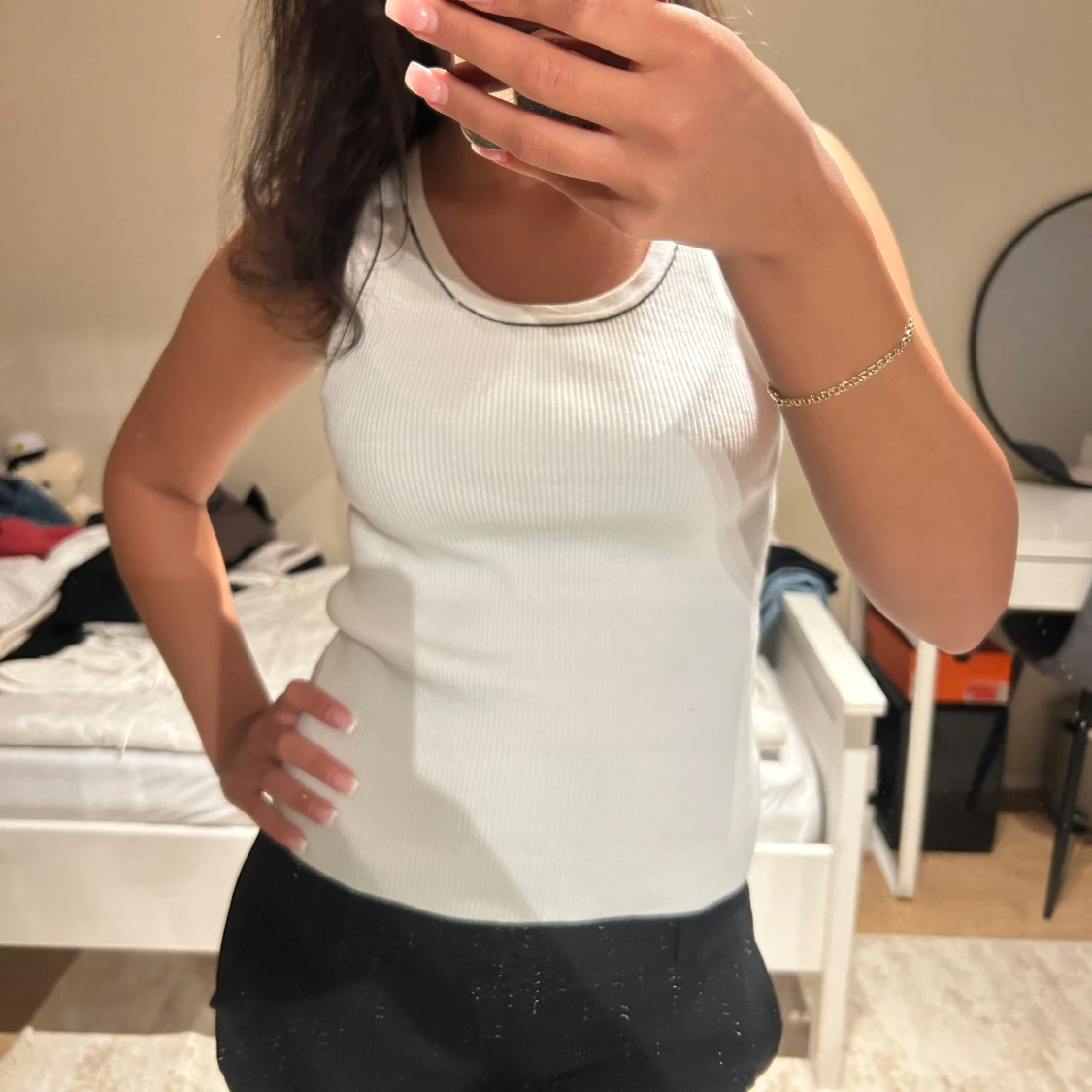 Vit ribbad topp från Mango - 1