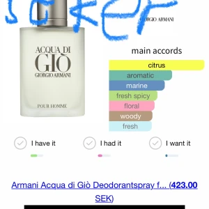 Söker Giorgio Armani Acqua di Giò Pour Homme - Söker dessa 