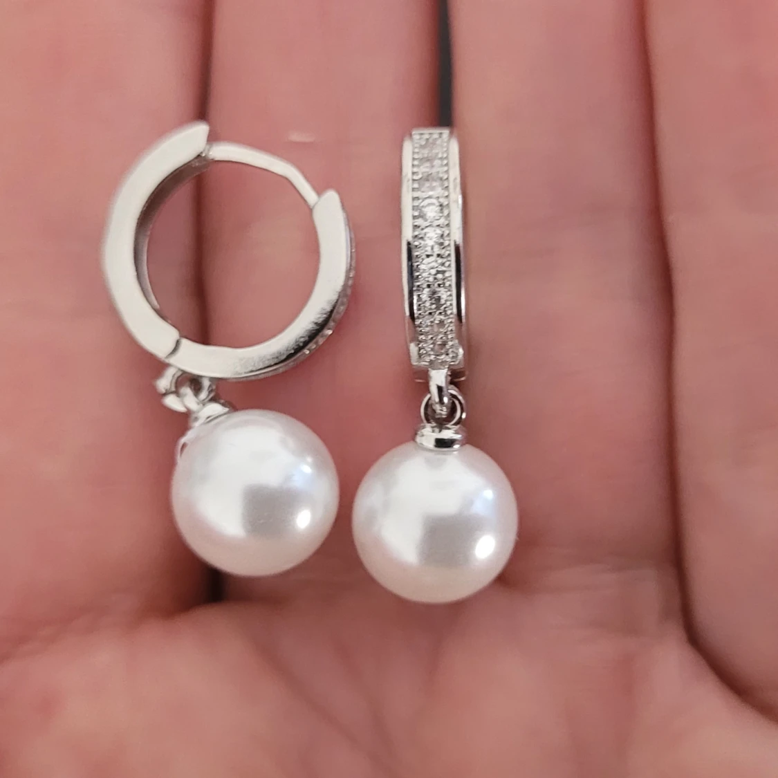  Helt nya Silverörhängen med vita pärlor - 2