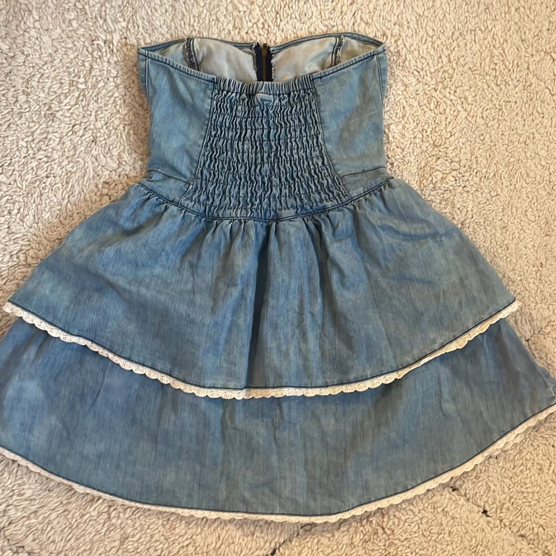 Jeansklänning volang och spets - 3