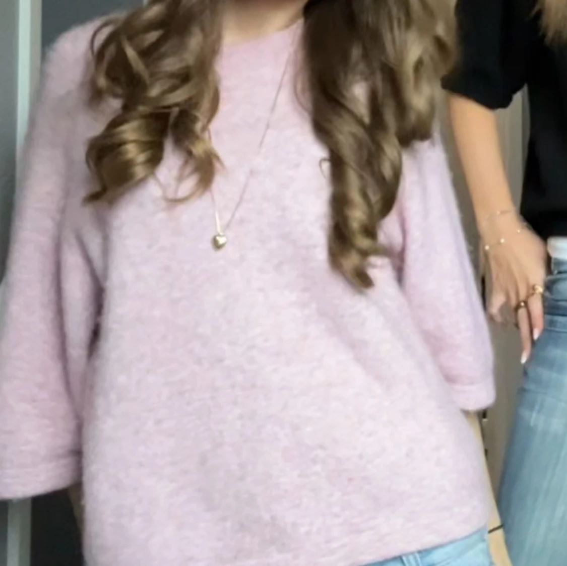 Rosa stickad tshirt - 1