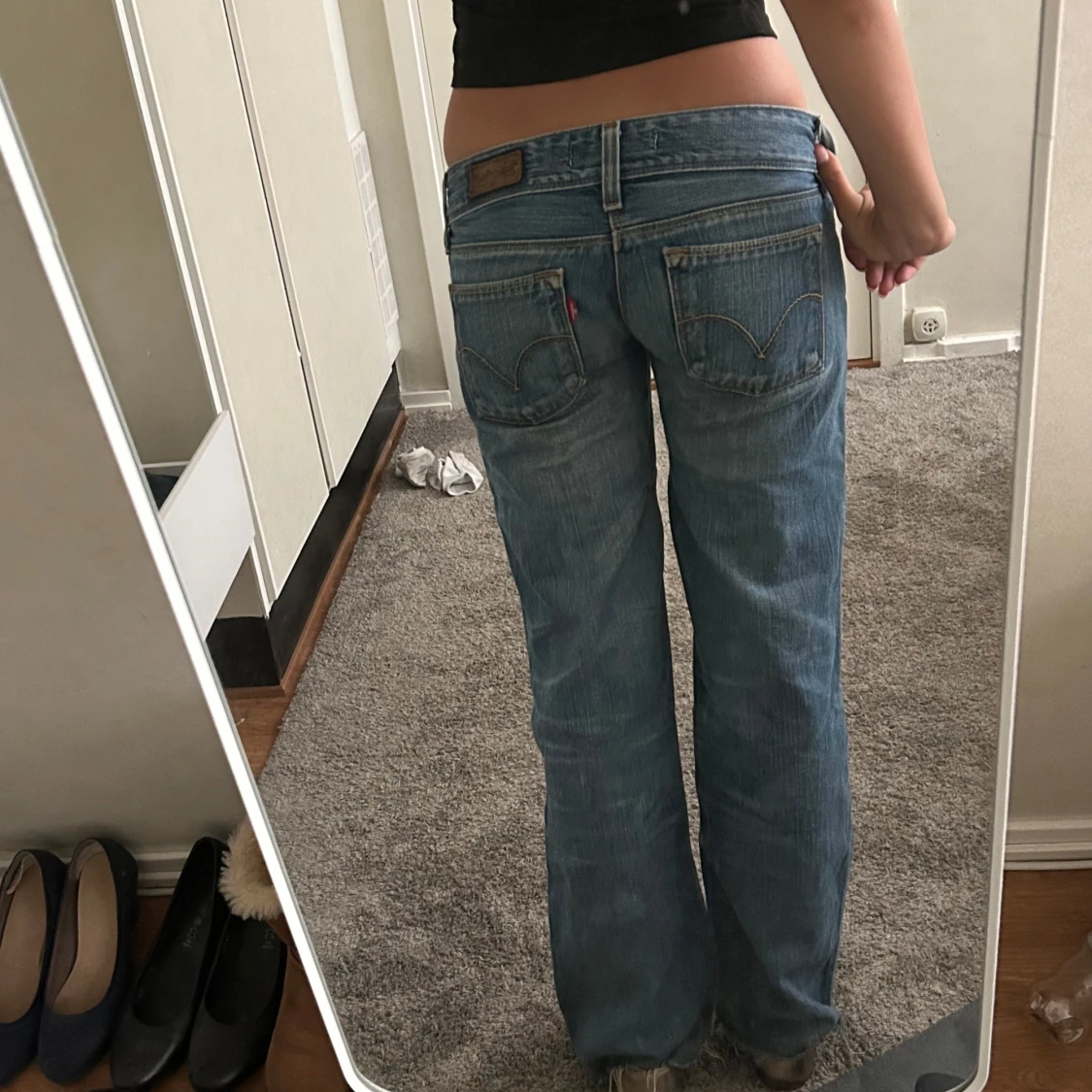 lågmidjade straight jeans - 1