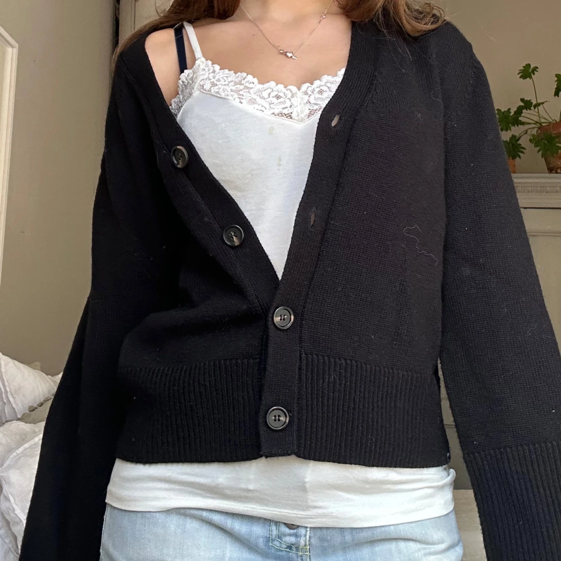 Svart stickad neo noir kofta💞 - 1